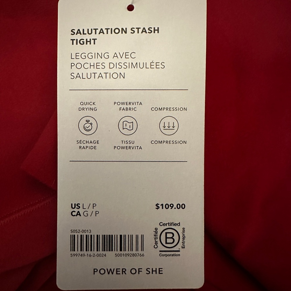 Athleta Salutation Stash Tight - Red